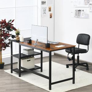 Costway Industrial Writing Workstation with Removable Storage Shelves-Brown