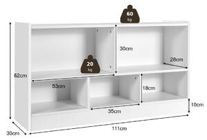 Costway Wooden Storage Bookcase with 2 Tiers and 5 Cubes -White