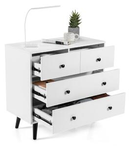 Costway 4 Drawer Chest Storage Dresser with Inclined Legs and Metal Handles