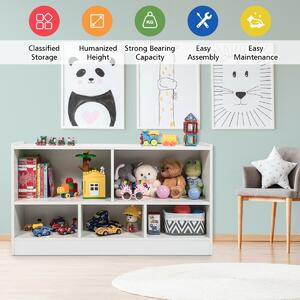 Costway Wooden Storage Bookcase with 2 Tiers and 5 Cubes -White
