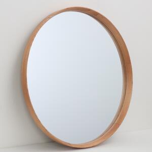 Elements Round Wall Mirror, Solid Oak 80cm Brown
