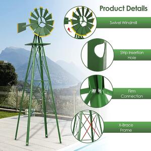 Costway 8FT Metal Windmill as Weather Vane and Decoration for Outdoor-Green