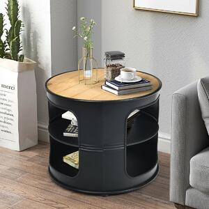 Costway 3-Tier Round End Table with Storage Shelves for Living Room