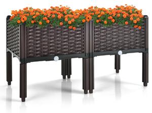 Costway Set of 2 Raised Garden Bed with Drainage Holes and Planter Boxes