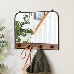 Fulton Rectangle Wall Mirror with Hooks, 55x38cm Black