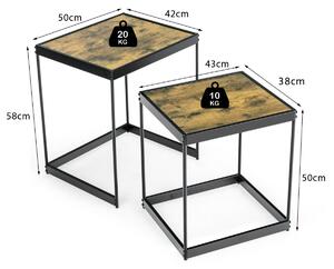 Costway Set of 2 Industrial Coffee Nesting Table Set for Living Room