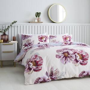 Catherine Lansfield Cecilia Floral Duvet Cover and Pillowcase Set Purple