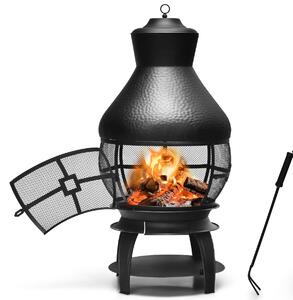 Patio Fire Pit with Coal Burning Heater and 2-piece Log Grate