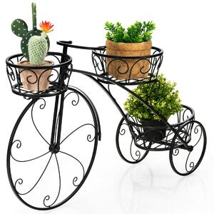 Costway 3-Tier Tricycle Plant Stand with 3 Baskets and Decorative Wheels
