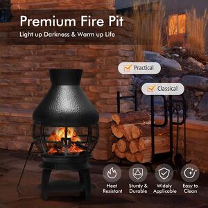 Costway Patio Fire Pit with Coal Burning Heater and 2-piece Log Grate