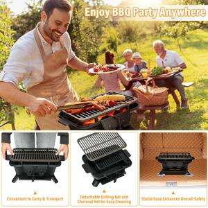 Costway Portable Charcoal Grill with Double-sided Grilling Net