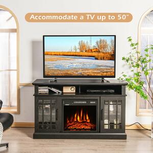 Costway Fireplace TV Stand with 2000w Electric Insert and Remote Control-Black