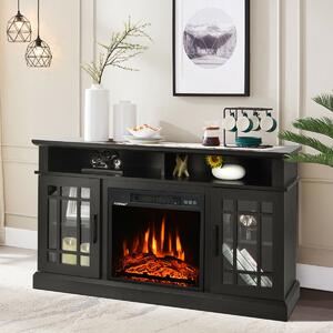 Costway Fireplace TV Stand with 2000w Electric Insert and Remote Control-Black