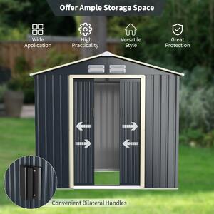 Costway Outdoor Storage Shed with 4 Vents and Double Sliding Door-Size 1