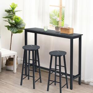 Costway Set of 2 Faux Marble Bar Stools with Footrest and Anti-slip Foot Pad-Black