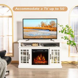 Costway Fireplace TV Stand with 2000w Electric Insert and Remote Control-White
