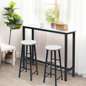 Costway Set of 2 Faux Marble Bar Stools with Footrest and Anti-slip Foot Pad-White