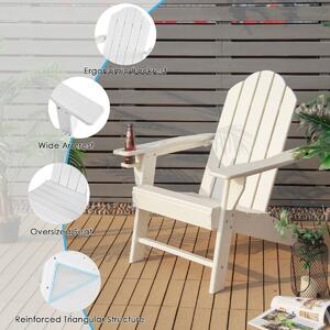 Costway Ergonomic Outdoor Patio Sun Lounger with Built-in Cup Holder-White