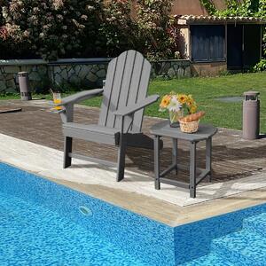 Costway Ergonomic Outdoor Patio Sun Lounger with Built-in Cup Holder-Grey