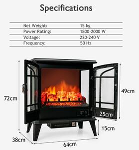 Costway Electric Fireplace Stove Heater with Adjustable Thermostat