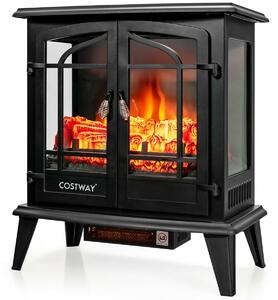 Costway Electric Fireplace Stove Heater with Adjustable Thermostat