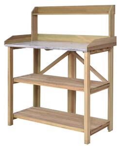 3 Tier Garden Patio Potting Table with Storage Shelf and Hooks