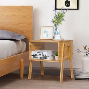 Costway Set of 2 Stackable Bedside Table with Open Storage Compartment