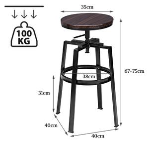 Costway Set of 2 Industrial Bar Stool with 360° Swivel Seat and Footrest