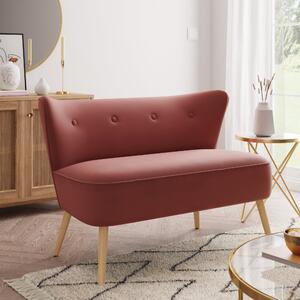 Eliza Velvet 2 Seater Compact Sofa Coral (Pink)