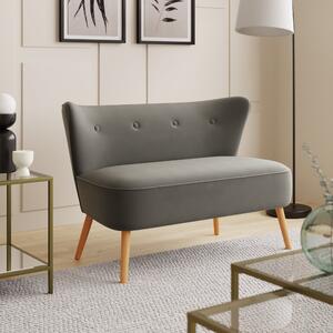 Eliza Velvet 2 Seater Compact Sofa Steeple Grey