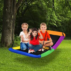 Costway Large Nest Swing with Adjustable Hanging Ropes for Backyard-Multicolor