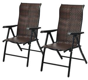 Costway Set of 2 Folding Reclining Rattan Chair with Widened Armrest