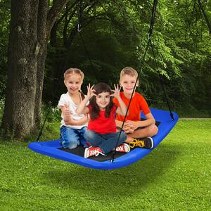 Costway Large Nest Swing with Adjustable Hanging Ropes for Backyard-Blue