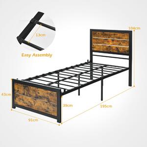Costway Single Metal Bed Frame with Headboard and Footboard