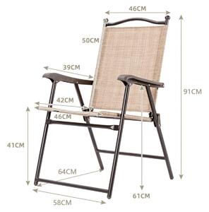 Costway Set of 2 Patio Folding Chairs with Armrests and Footrest-Yellow