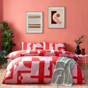 Furn. Manhatten Reversible Duvet Cover and Pillowcase Set Pink