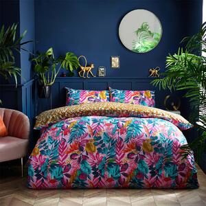 Furn. Psychedelic Jungle Reversible Duvet Cover and Pillowcase Set Pink
