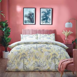 Colony Palm Yellow Reversible Duvet Cover and Pillowcase Set Yellow