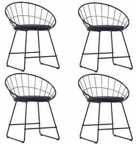 276235 Dining Chairs with Faux Leather Seats 4 pcs Black Steel (2x247274)