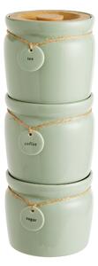 Set of 3 Hang Tag Stacking Canisters Sage Green