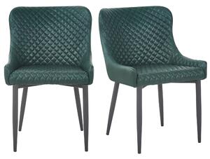 Montreal Set of 2 Faux Leather Emerald Green Dining Chairs Green