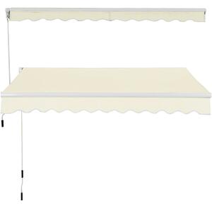 Costway Retractable Manual Awning Canopy Patio Shade Shelter-Beige