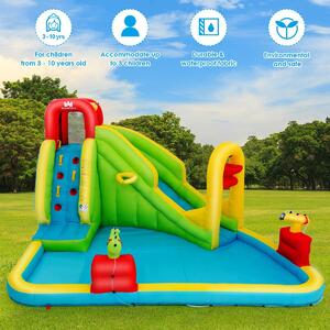 Costway Inflatable Bouncy Castle with Water Slide and Pool Area for Kids