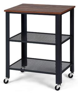 Costway 3-Tier Kitchen Rolling Utility Cart Serving Cart with Wheels-Black