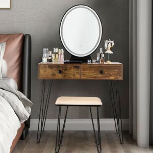 Costway Dressing Table with Vanity Mirror and Stool-Natural