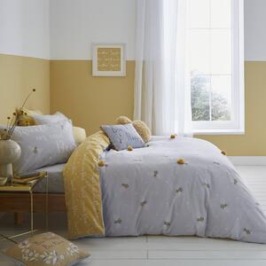 Catherine Lansfield As Sweet as Can Be Pom Pom Duvet Cover and Pillowcase Set Ochre
