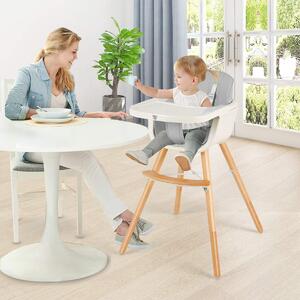 Costway 3 in 1 Adjustable and Detachable Infant High Chair-Grey