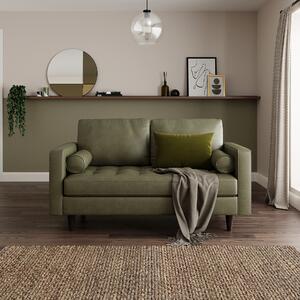 Zoe Distressed Faux Leather 2 Seater Sofa Green