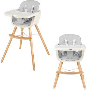 Costway 3 in 1 Adjustable and Detachable Infant High Chair-Grey