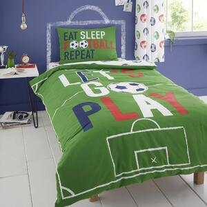 Catherine Lansfield Eat Sleep Football Duvet Cover and Pillowcase Set Green